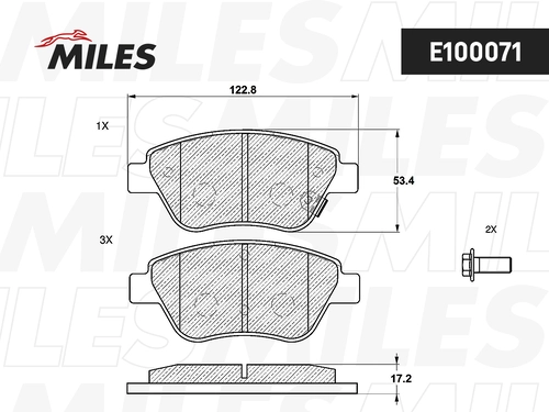 Тормозные колодки дисковые передняя ось MILES E100071