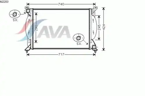Радиатор системы охлаждения двигателя AVA AI2203