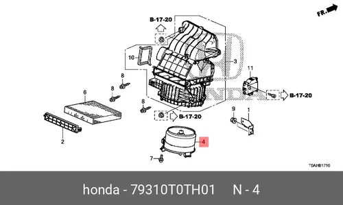 Вентилятор отопителя HONDA 79310T0TH01