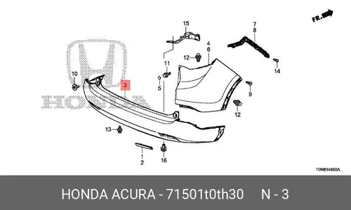 БАМПЕР ЗАДНИЙ 71501T0TH30 HONDA