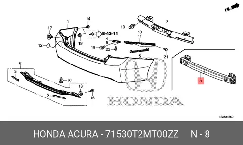 Усилитель бампера HONDA 71530T2MT00ZZ