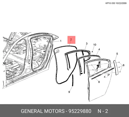 Уплотнитель двери GM 95229880