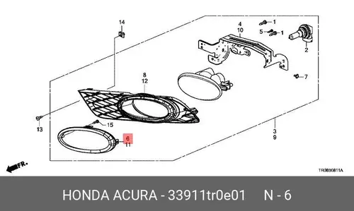 Решетка бампера HONDA 33911TR0E01