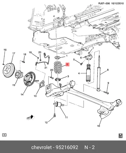 95216092 ПРУЖИНА ПОДВЕСКИ ЗАДНЕЙ GM