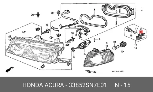 Фонарь габаритный HONDA 33852SN7E01