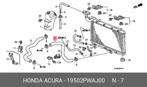  ТРУБКА/HOSE,WATER LOWER 19502PWAJ00 HONDA