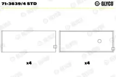 вкладыши шатунные к-кт! STD (4)\ Opel Ascona/Kadett/Vectra 1.6 86> 71-3639/4 STD GLYCO