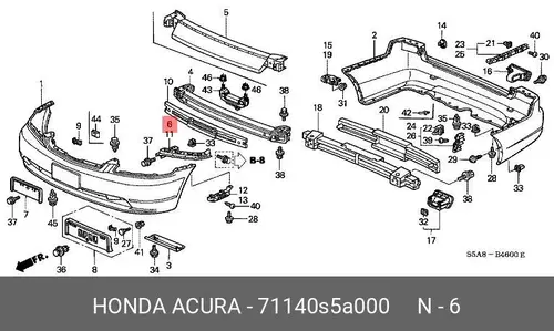 Усилитель бампера HONDA 71140S5A000