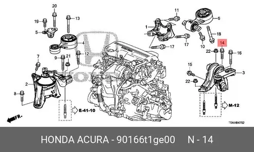 БОЛТ, ФЛАНЕЦ, 12X40 90166T1GE00 HONDA