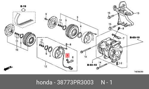 ФИКСАТОР, ЖГУТ ПРОВОДОВ 38773PR3003 HONDA