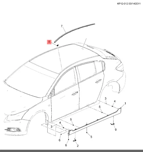  95181785 ФИКСАТОР РЕЙЛИНГА КРЫШИ GM
