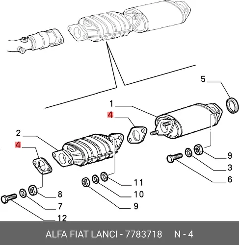 Прокладка глушителя ALFA ROMEO 7783718