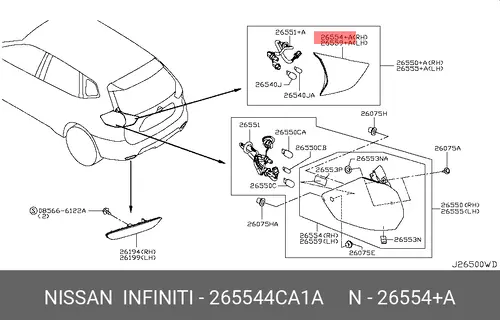 Фонарь задний NISSAN 26554-4CA1A