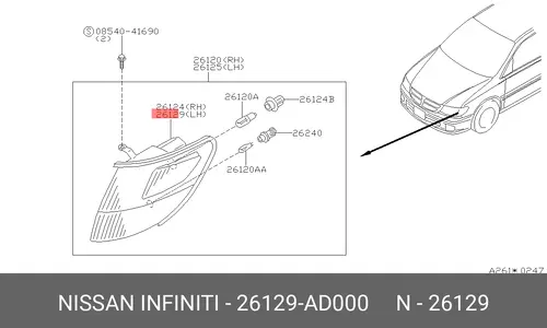 Фонарь габаритный NISSAN 26129-AD000
