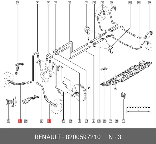 шланг тормозной перед. Ren 8200597210 RENAULT