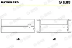 вкладыши коренные к-кт! STD (5)\ Opel Astra/Kadett/Vectra 1.2-1.6 82> H975/5 STD GLYCO