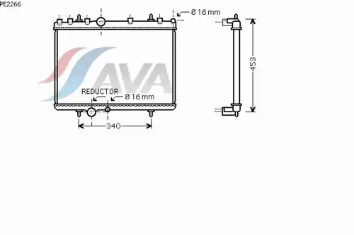 Радиатор системы охлаждения двигателя AVA PE2266