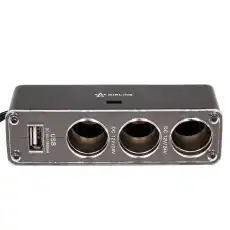 разветвитель прикуривателя ! 3 гнезда + USB, черный\ ASP-3U-07 AIRLINE
