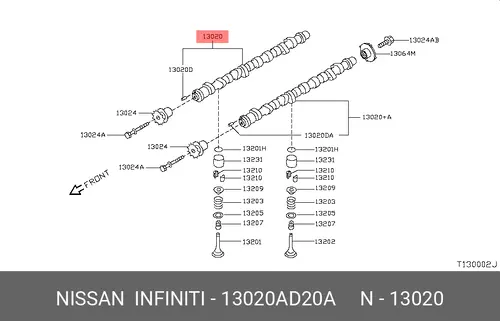 Распредвал NISSAN 13020-AD20A