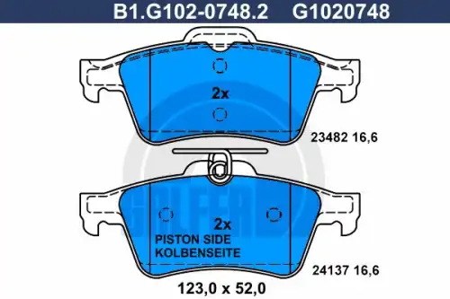 Тормозные колодки дисковые GALFER B1G10207482