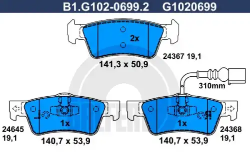 Тормозные колодки дисковые GALFER B1G10206992
