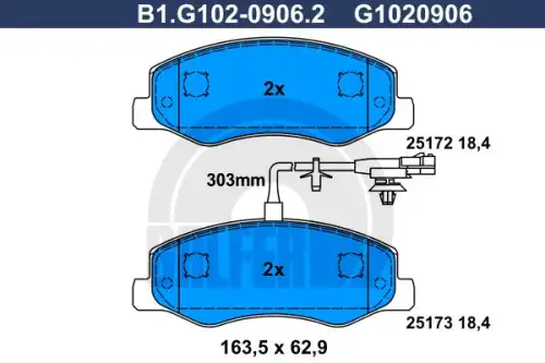 Тормозные колодки дисковые GALFER B1G10209062
