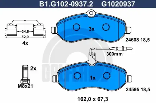 Тормозные колодки дисковые GALFER B1G10209372