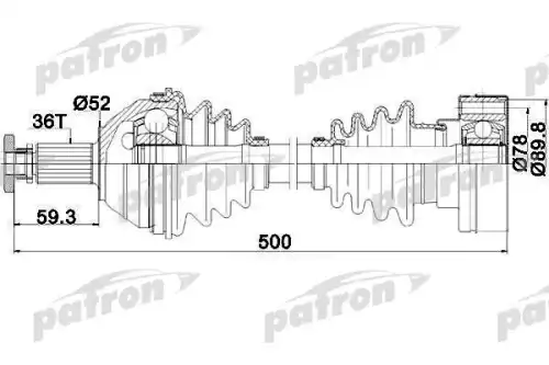 Вал приводной в сборе PATRON PDS0206