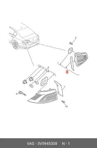 Фонарь задний VAG 3V5945308