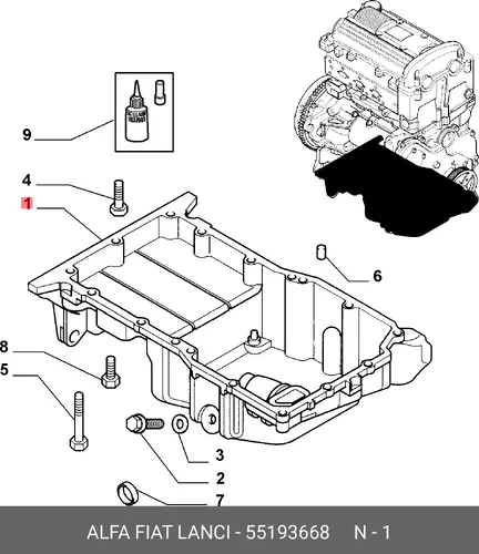 Поддон картера двигателя FIAT 55193668