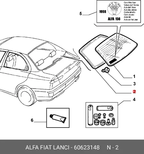 Уплотнитель стекла задка AR156 60623148 FIAT