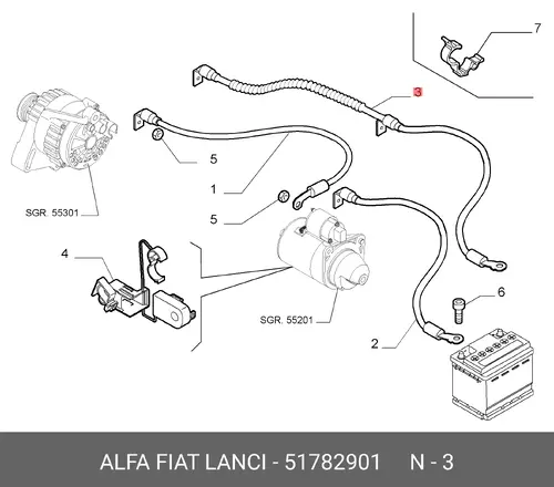 Перемычка АКБ FIAT 51782901
