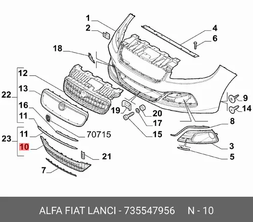 Решетка бампера FIAT 735547956