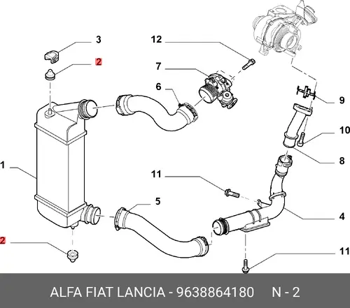 ОПОРА РАДИАТОРА 9638864180 FIAT