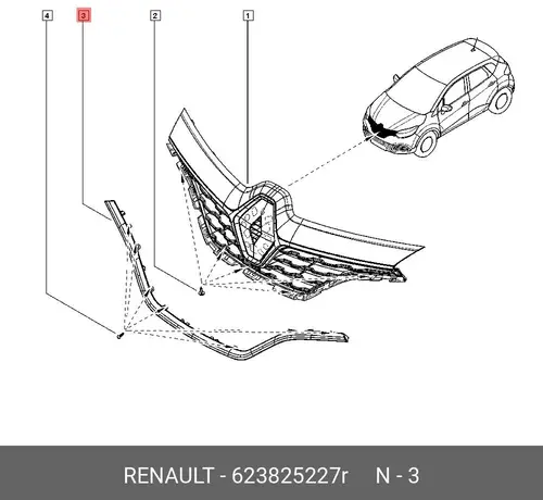 Решетка радиатора RENAULT 623825227R