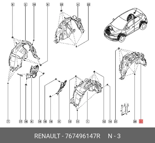 Подкрылок RENAULT 767496147R