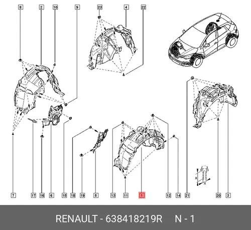 Подкрылок RENAULT 638418219R