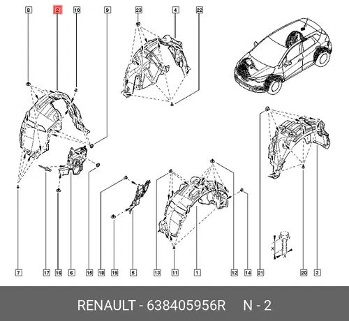 Подкрылок RENAULT 638405956R