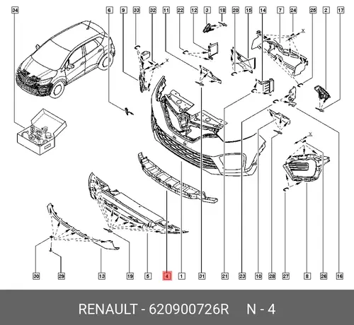 Абсорбер-усилитель бампера RENAULT 620900726R