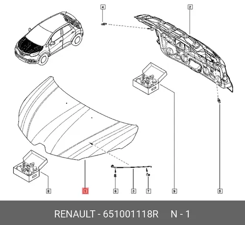  КАПОТ KAPTUR 651001118R RENAULT