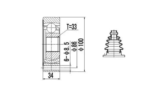 КОМПЛЕКТ ШРУСА DCV603011 DYNAMAX