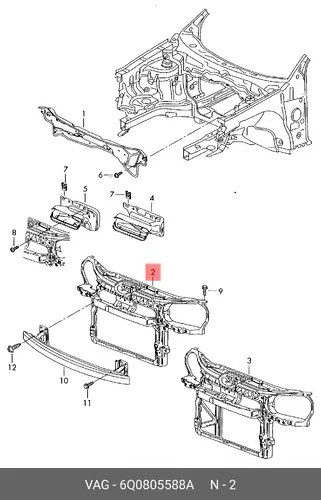 Панель радиатора 6Q0805588A VAG