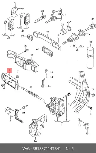 Ручка двери VAG 3B1837114TB41