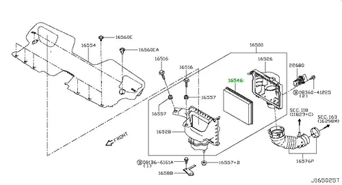Фильтр воздушный NISSAN 165465CA0B