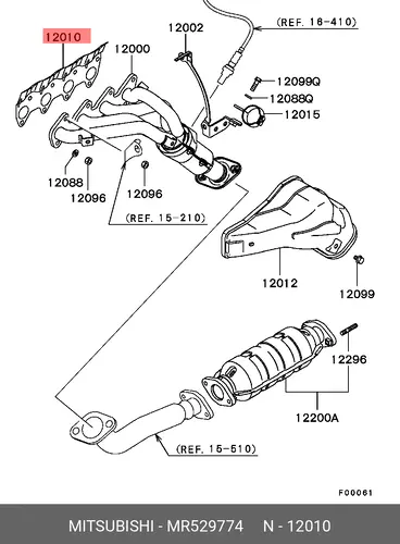 Прокладка коллектора MITSUBISHI MR529774