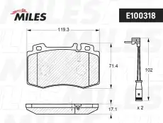 Тормозные колодки дисковые передняя ось MILES E100318