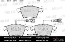 Тормозные колодки дисковые передняя ось MILES E100298