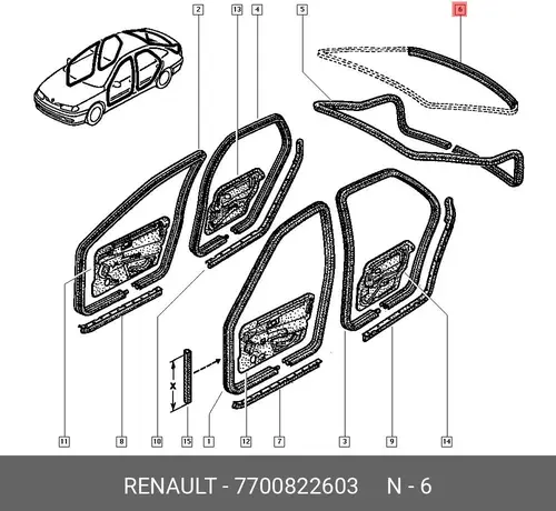 7700822603 Уплотнитель стекла з RENAULT