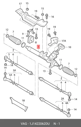 Рулевая рейка VAG 1J1422062DU