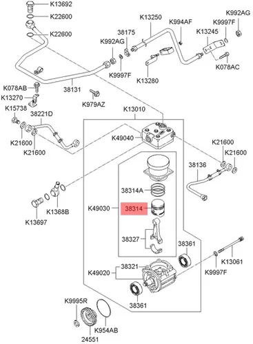 поршень компрессора кондиционера 381438Y000 MOBIS